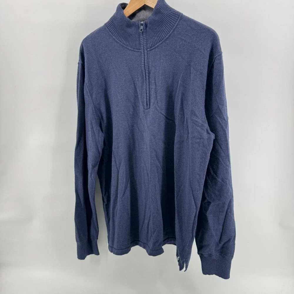 The North Face Mens Quarter Zip Pullover Sweater XL Blue Outdoor Casual‎ Wool